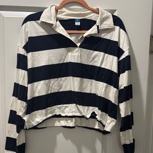 Navy and White Striped Long Sleeve Shirt